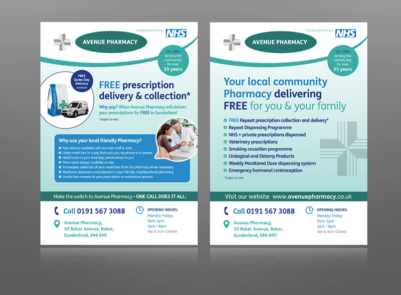 pharmacy prescription and delivery service leaflet