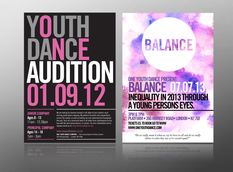 Leaflet design & print for One Youth Dance