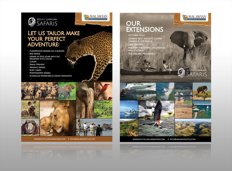 Travel safari hotel flyer leaflet malawian Style africa