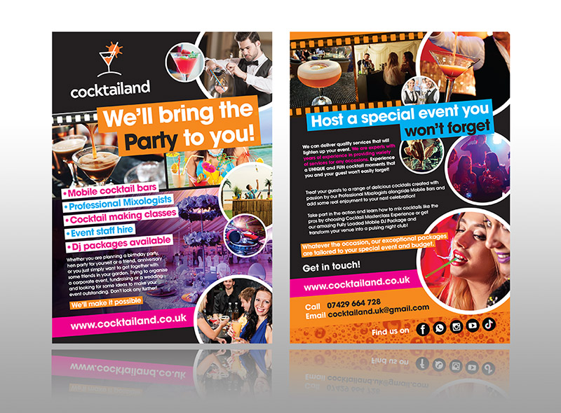 Cocktail bar leaflet design ideas